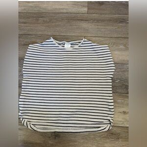 Zara Girls Black & White Striped Short Sleeve Knit Top